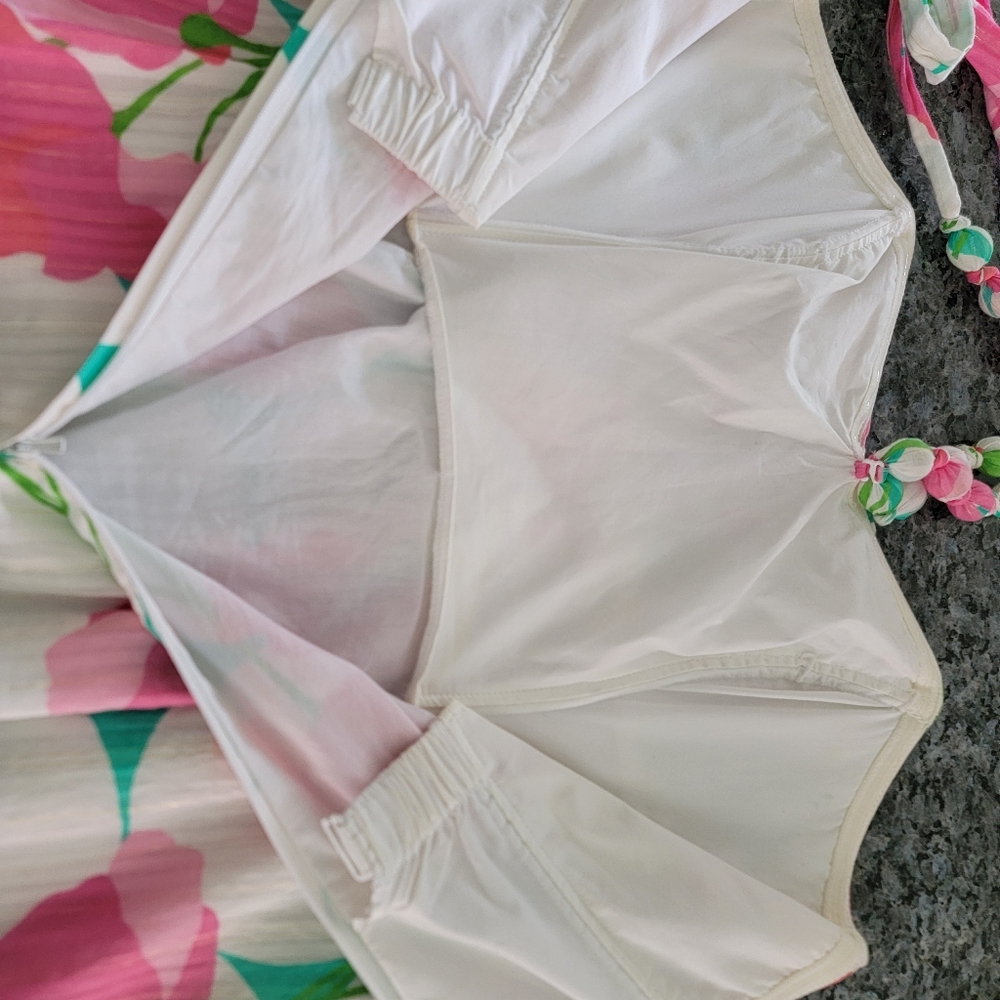 Lilly Pulitzer White Strapless Dress with Pink & Green Floral Print - Picture 7 of 10